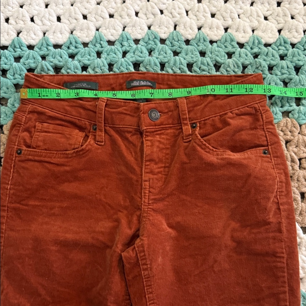 Wild Fable Burnt Orange Brown Corduroy Low Rise Flare Leg Pants Womans sz 00 - Picture 6 of 8